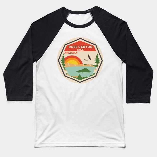 Rose Canyon Lake Arizona Colorful Scene Baseball T-Shirt by POD4